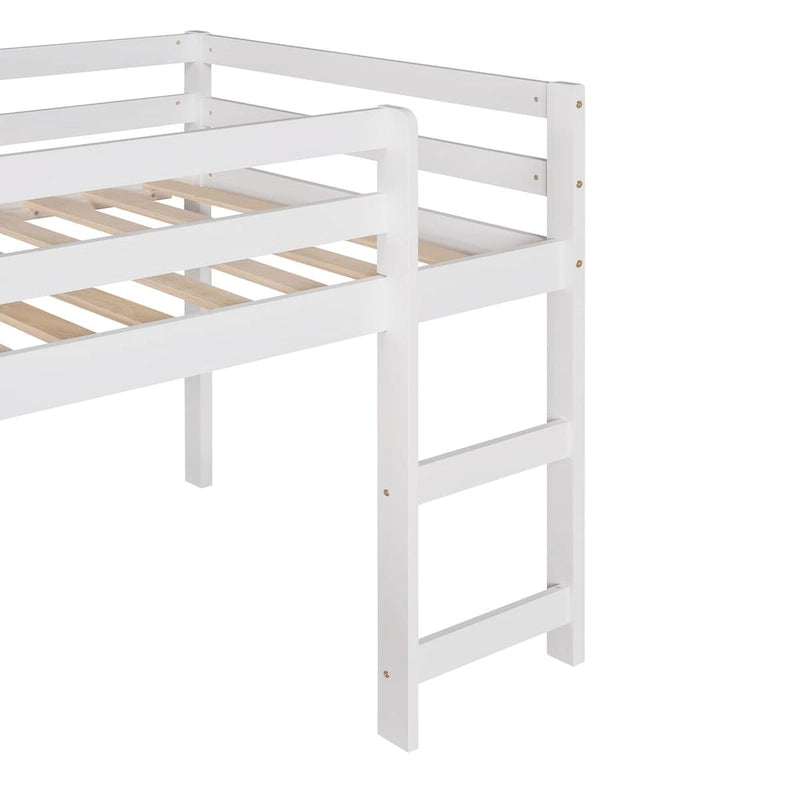 Twin Size Solid Wood Loft Bed with Slide and Ladder