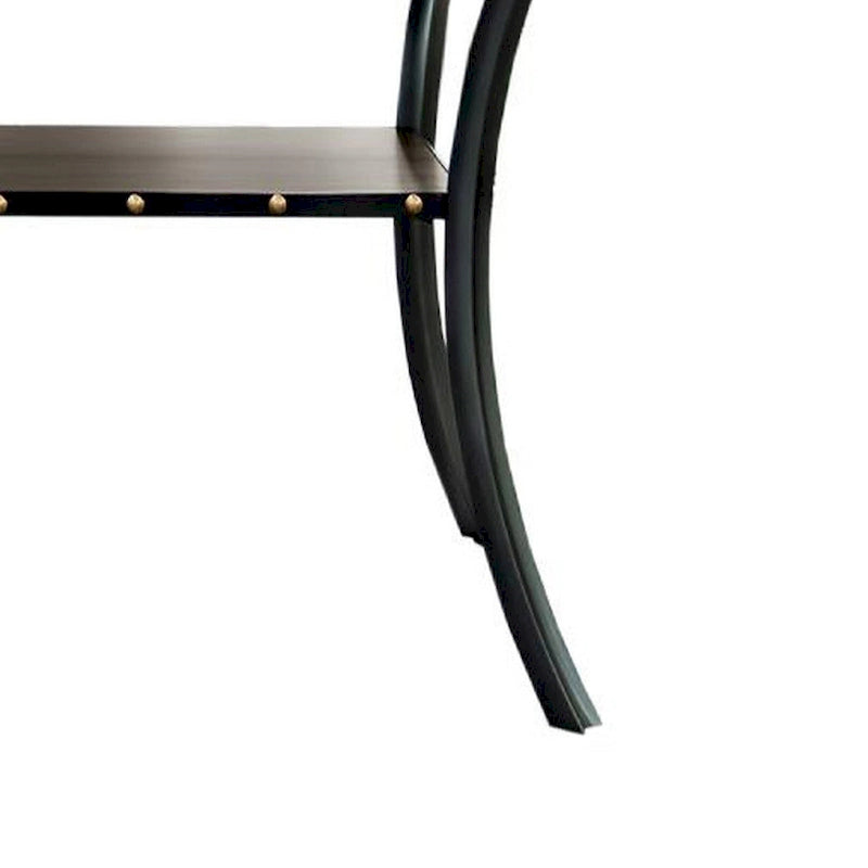 Sie 38 Inch Counter Height Table, Rectangular, Nailhead Trim, Black Wood