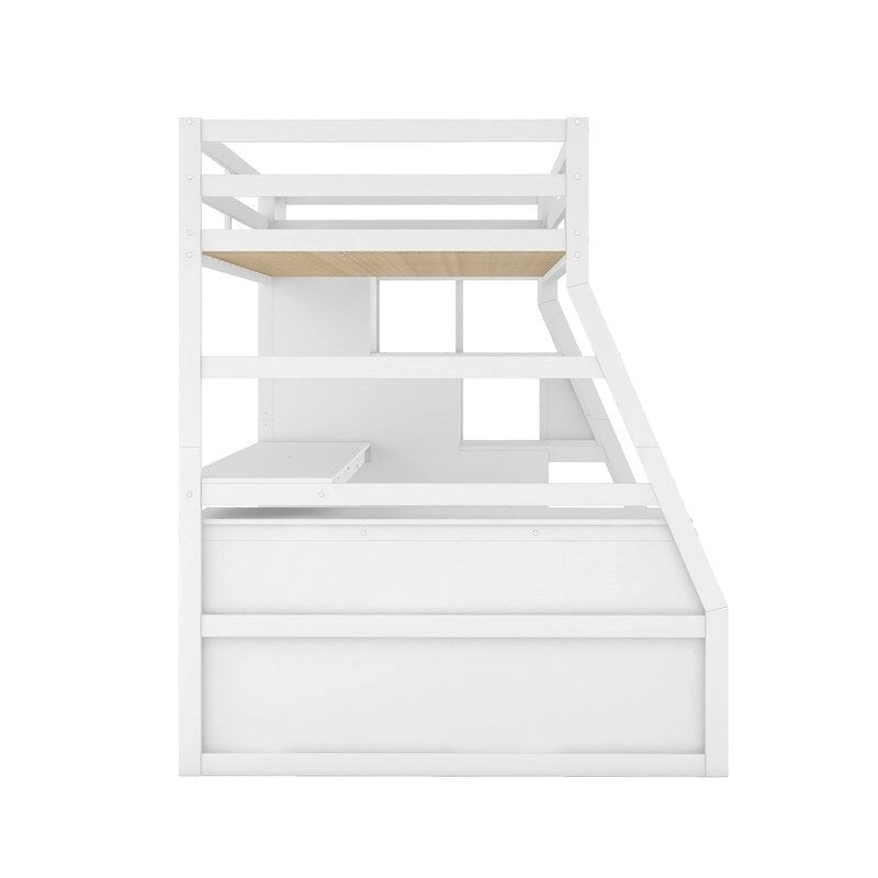 Twin Size Loft Bed with 7 Drawers 2 Shelves and Desk