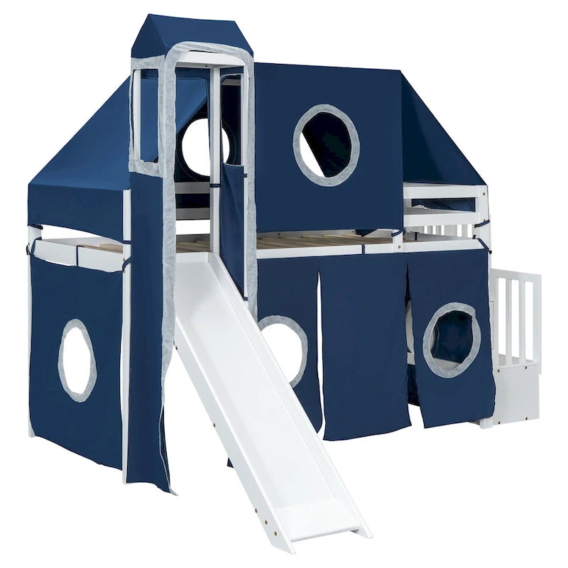 Merax Full/Twin Loft Bed with Tent and Tower