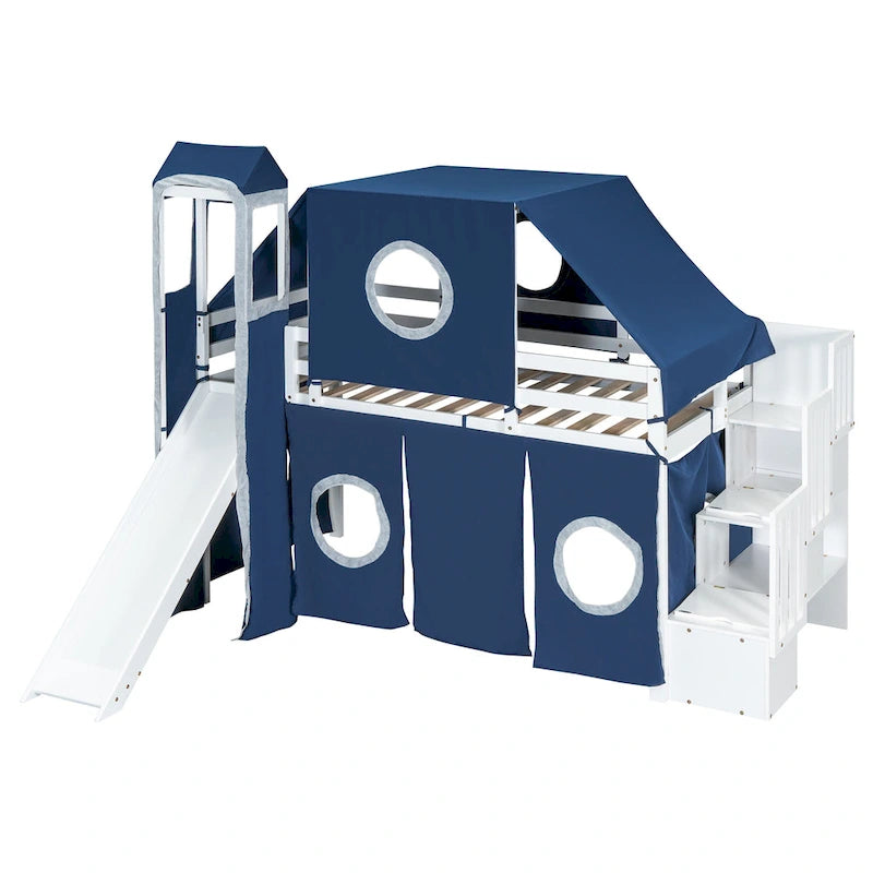 Merax Full/Twin Loft Bed with Tent and Tower