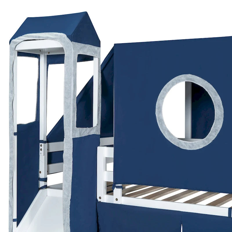 Merax Full/Twin Loft Bed with Tent and Tower