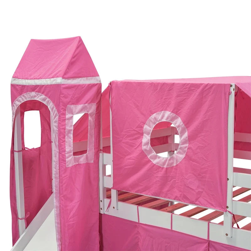 Merax Full/Twin Loft Bed with Tent and Tower