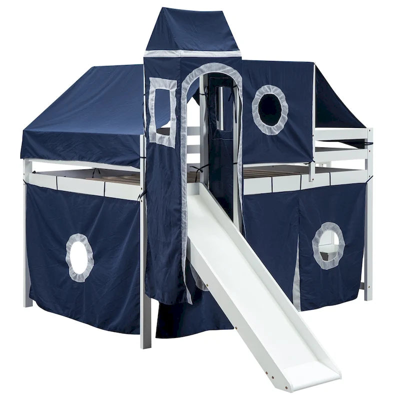 Merax Full/Twin Loft Bed with Tent and Tower