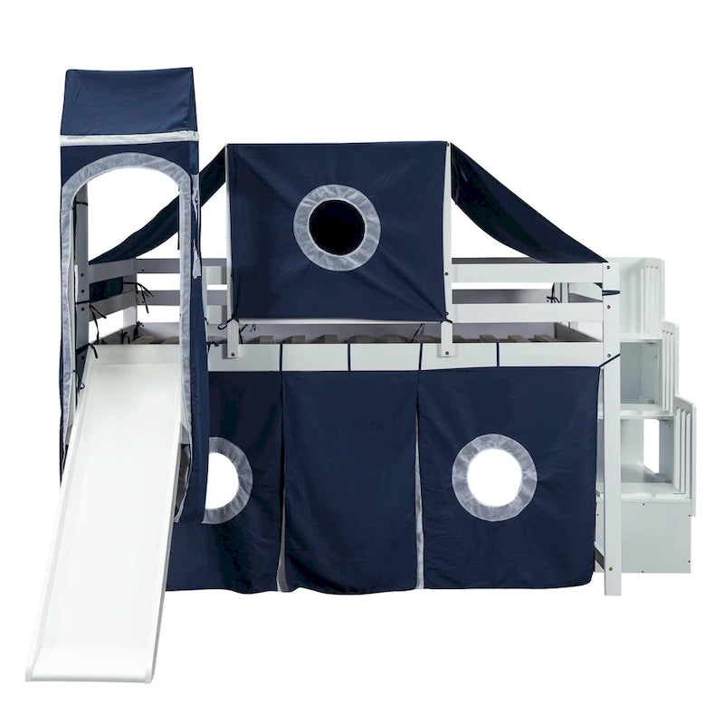 Merax Full/Twin Loft Bed with Tent and Tower