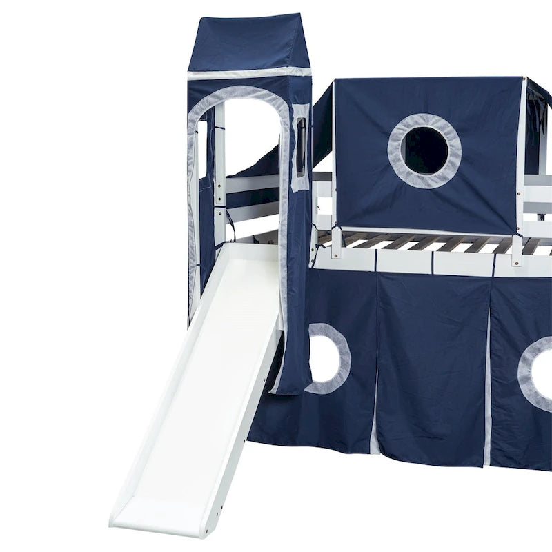 Merax Full/Twin Loft Bed with Tent and Tower