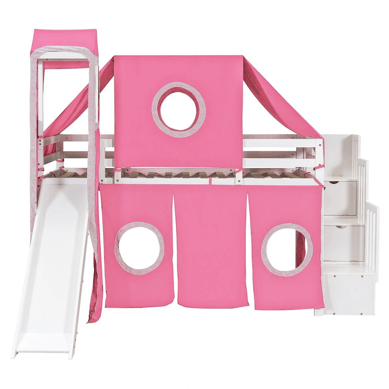 Merax Full/Twin Loft Bed with Tent and Tower