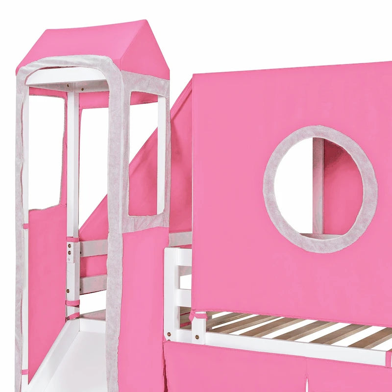 Merax Full/Twin Loft Bed with Tent and Tower