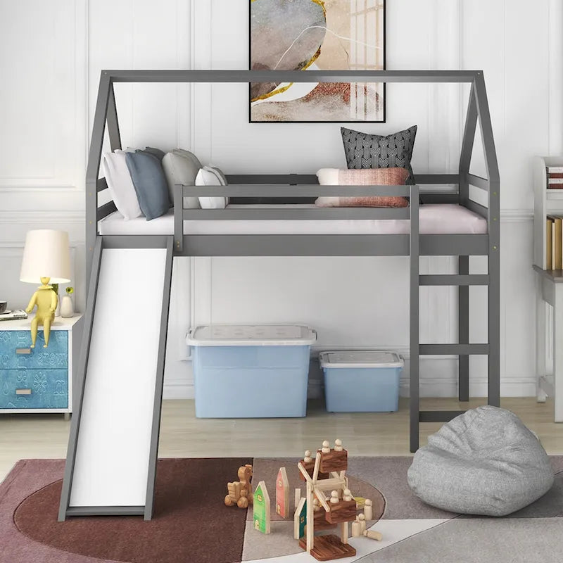 Twin Size Loft Bed with Slide