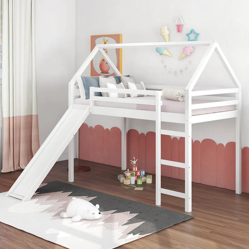 Twin Size Loft Bed with Slide
