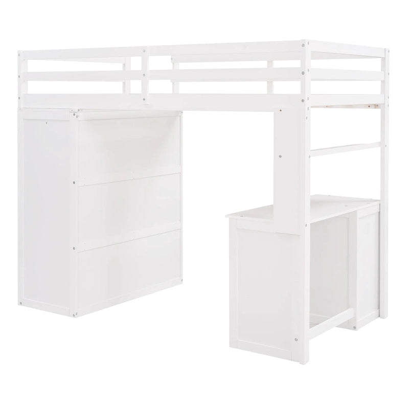 Loft Bed with Drawers,Desk,and Wardrobe