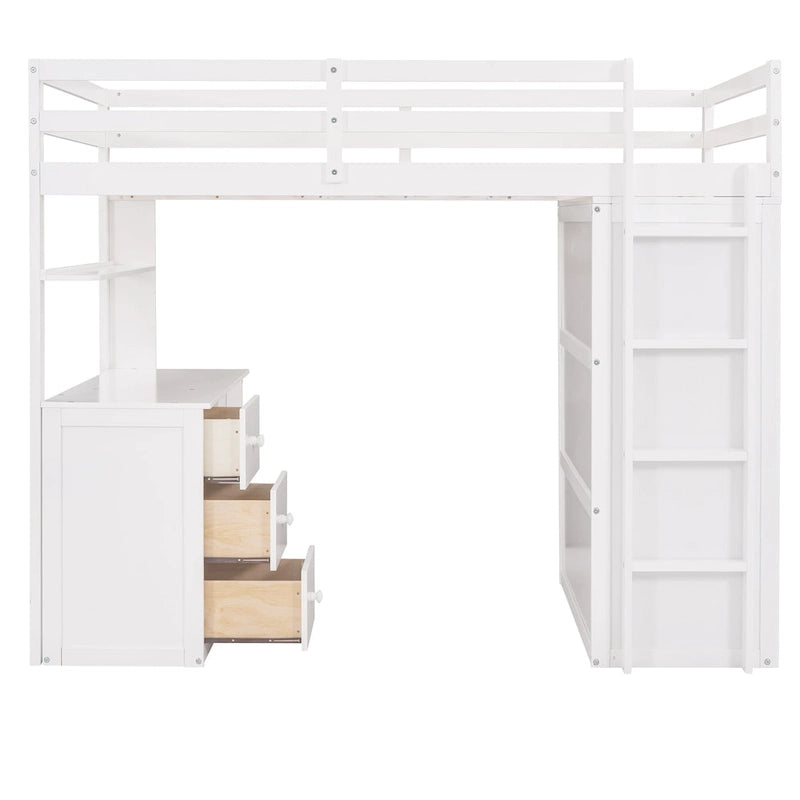 Loft Bed with Drawers,Desk,and Wardrobe