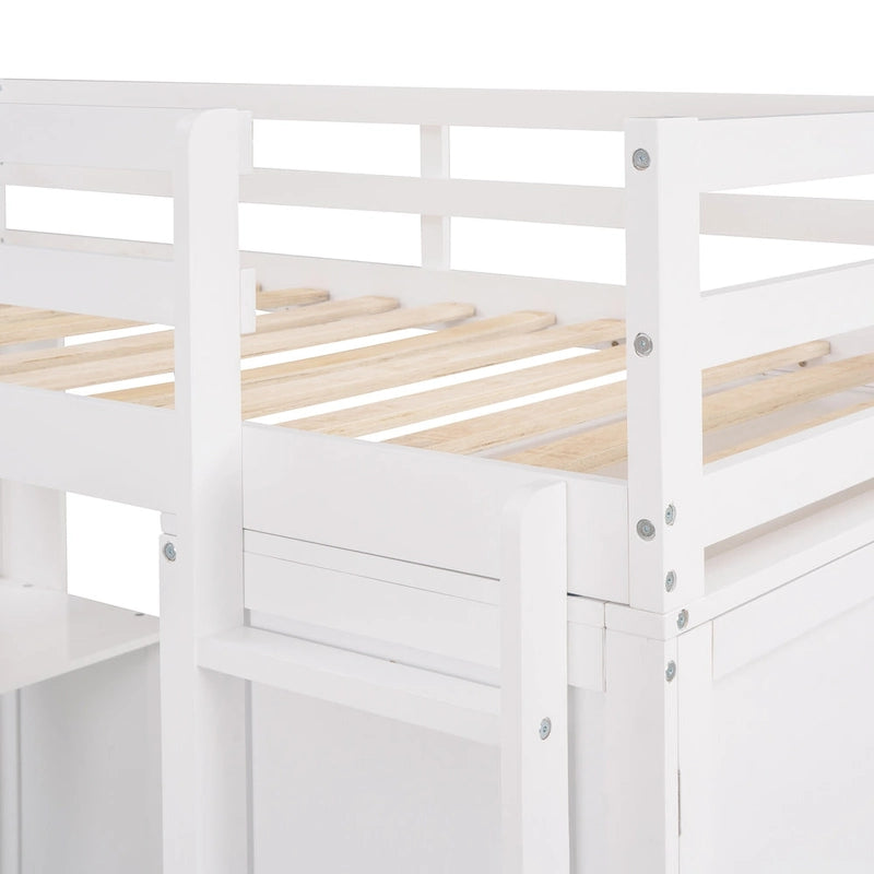Loft Bed with Drawers,Desk,and Wardrobe