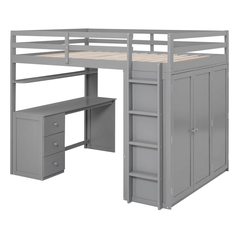 Loft Bed with Drawers,Desk,and Wardrobe