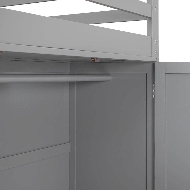 Loft Bed with Drawers,Desk,and Wardrobe