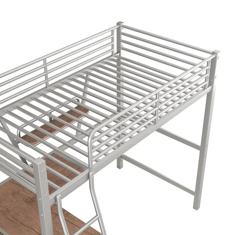Loft Metal & MDF Bed with Desk and Shelf