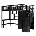 Twin Solid Wood Loft Bed with Integrated Desk and Wardrobe for Storage Solutions