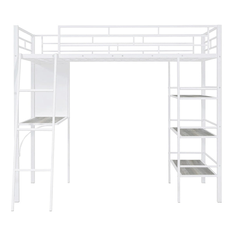 Twin Metal Loft Bed with Built-in Desk