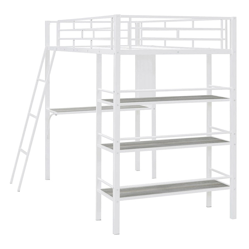 Twin Metal Loft Bed with Built-in Desk
