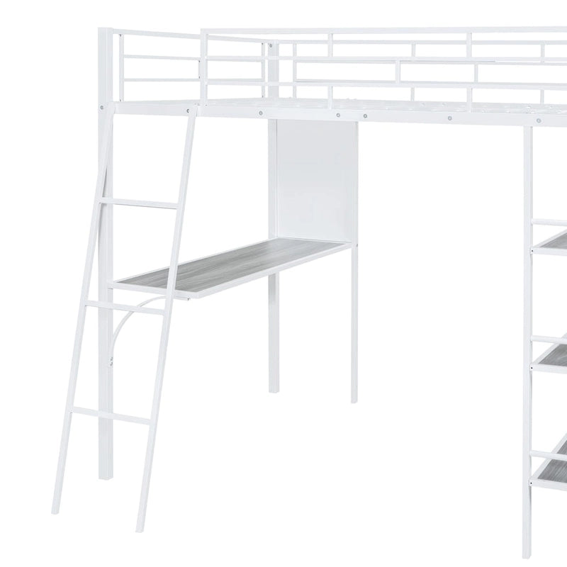 Twin Metal Loft Bed with Built-in Desk