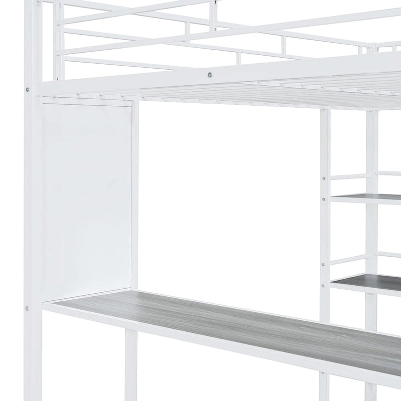 Twin Metal Loft Bed with Built-in Desk