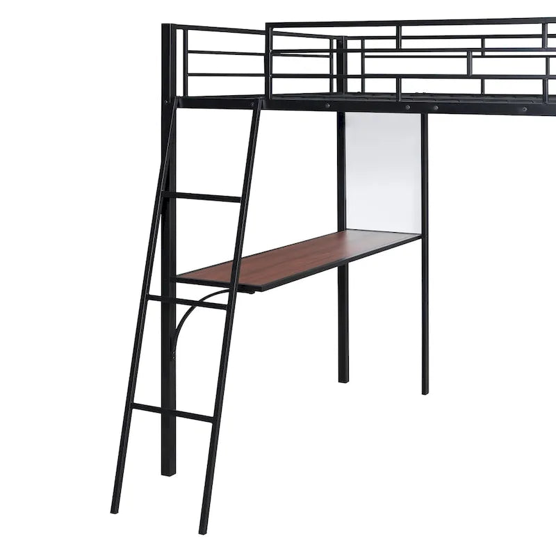 Twin Metal Loft Bed with Built-in Desk