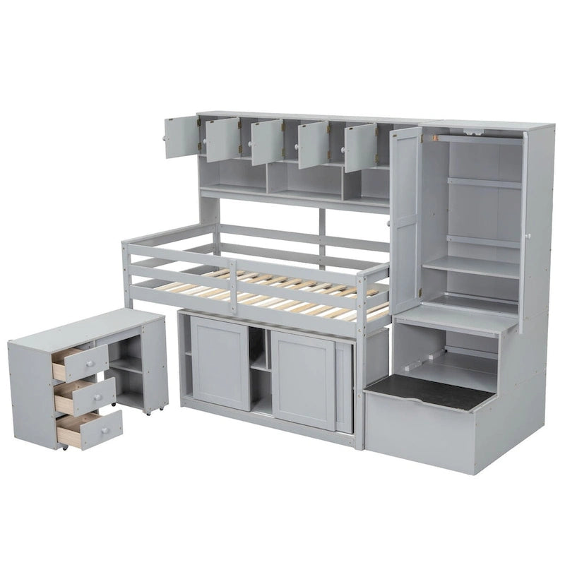 RE Twin Size Wooden Loft Bed
