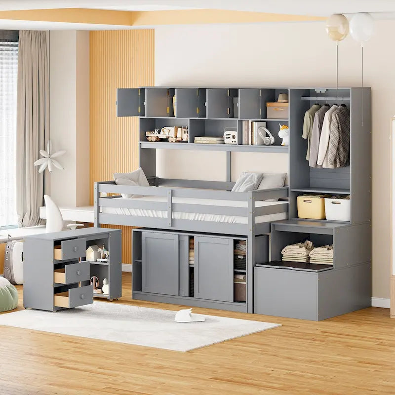 RE Twin Size Wooden Loft Bed