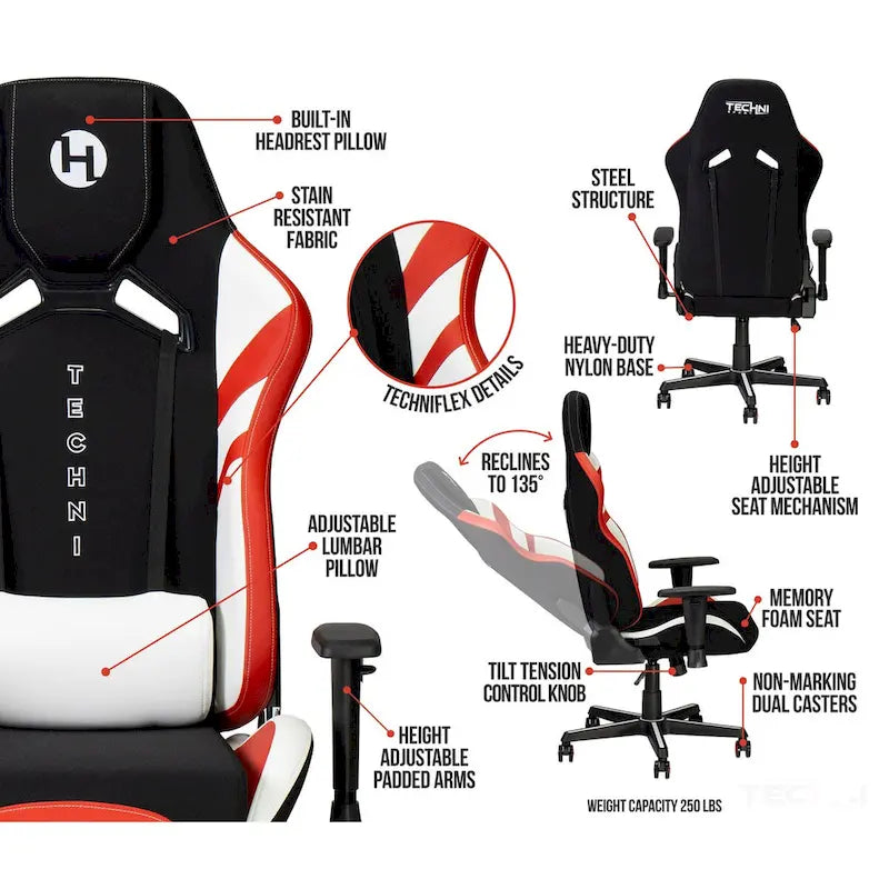 Chaise de jeu avec oreiller de soutien-tête intégré