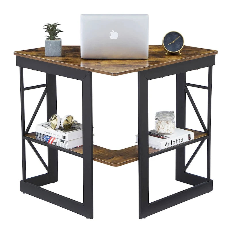 Javlergo Corner Desk with Keyboard Tray, Study Writing Computer Table for College Dorm Home Office