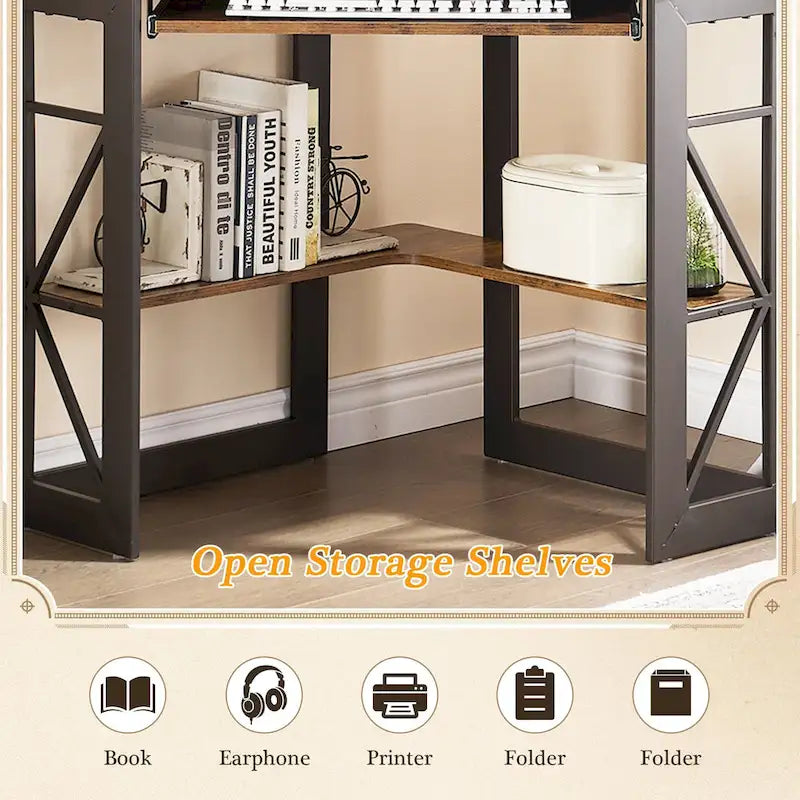 Javlergo Corner Desk with Keyboard Tray, Study Writing Computer Table for College Dorm Home Office