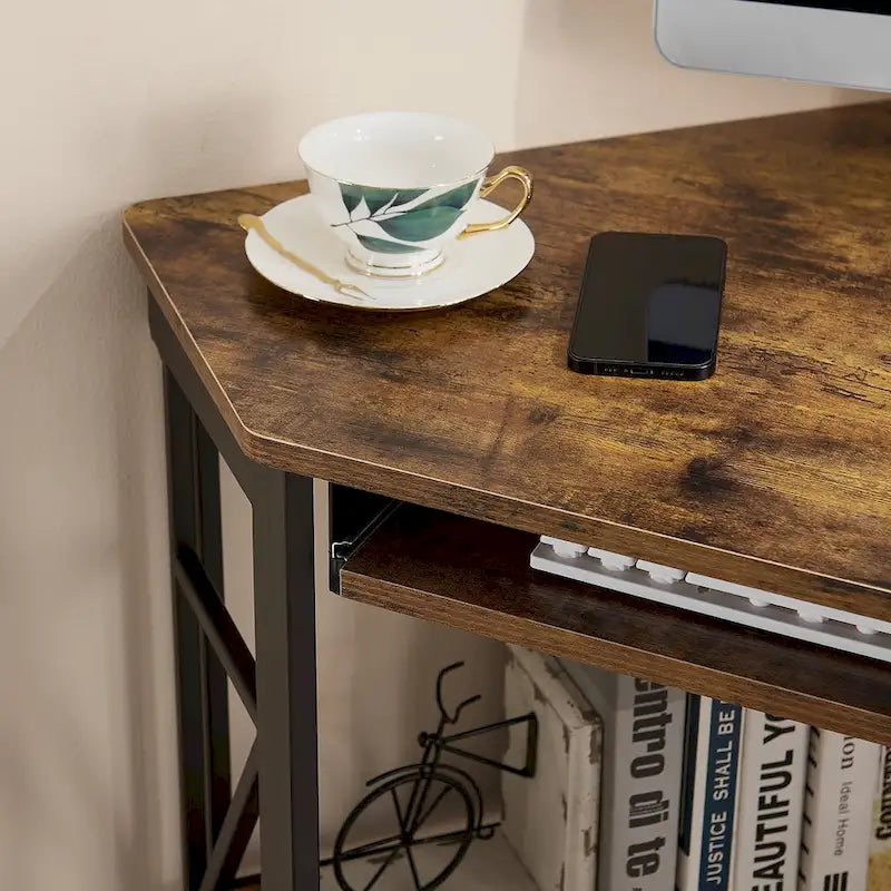 Javlergo Corner Desk with Keyboard Tray, Study Writing Computer Table for College Dorm Home Office