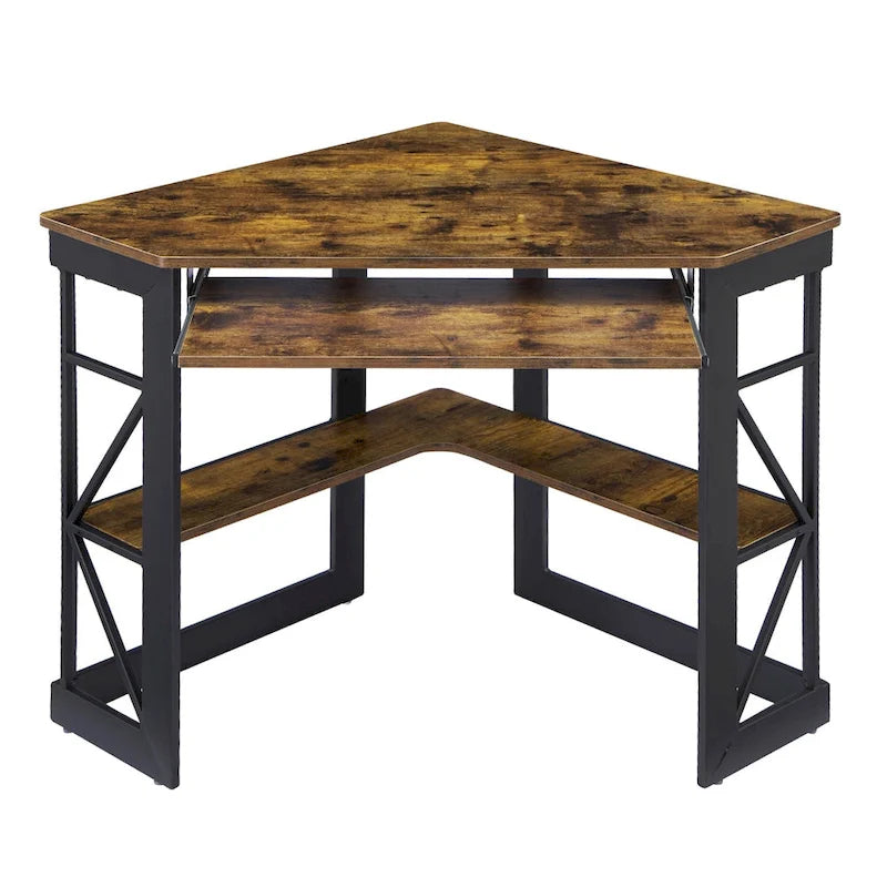 Javlergo Corner Desk with Keyboard Tray, Study Writing Computer Table for College Dorm Home Office