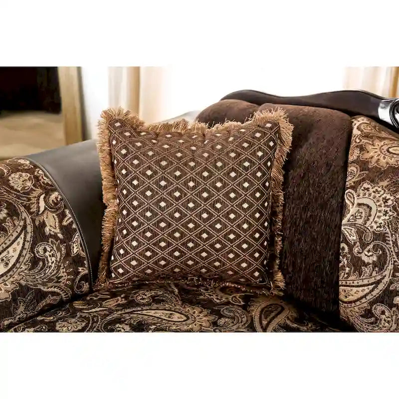 Dayaram Traditional Brown Chenille Semi-Firm Loveseat by Gracewood Hollow