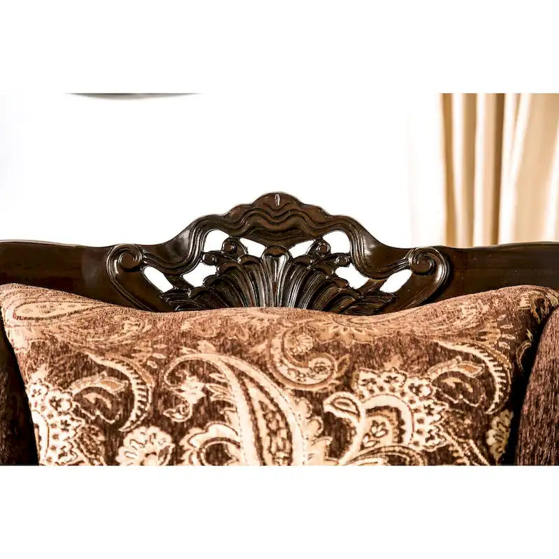 Dayaram Traditional Brown Chenille Semi-Firm Loveseat by Gracewood Hollow