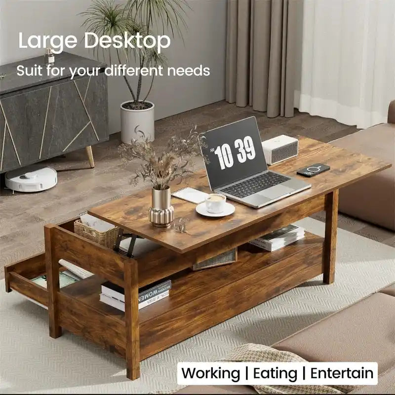 Lift Top Coffee Table - 19.7D x 43.3W x 24.8H