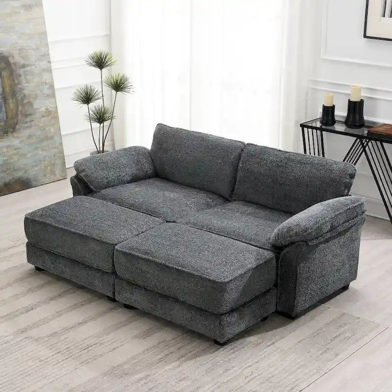 Canapé modulable convertible avec pouf