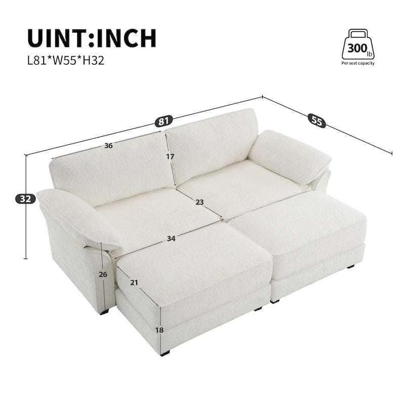 Canapé modulable convertible avec pouf