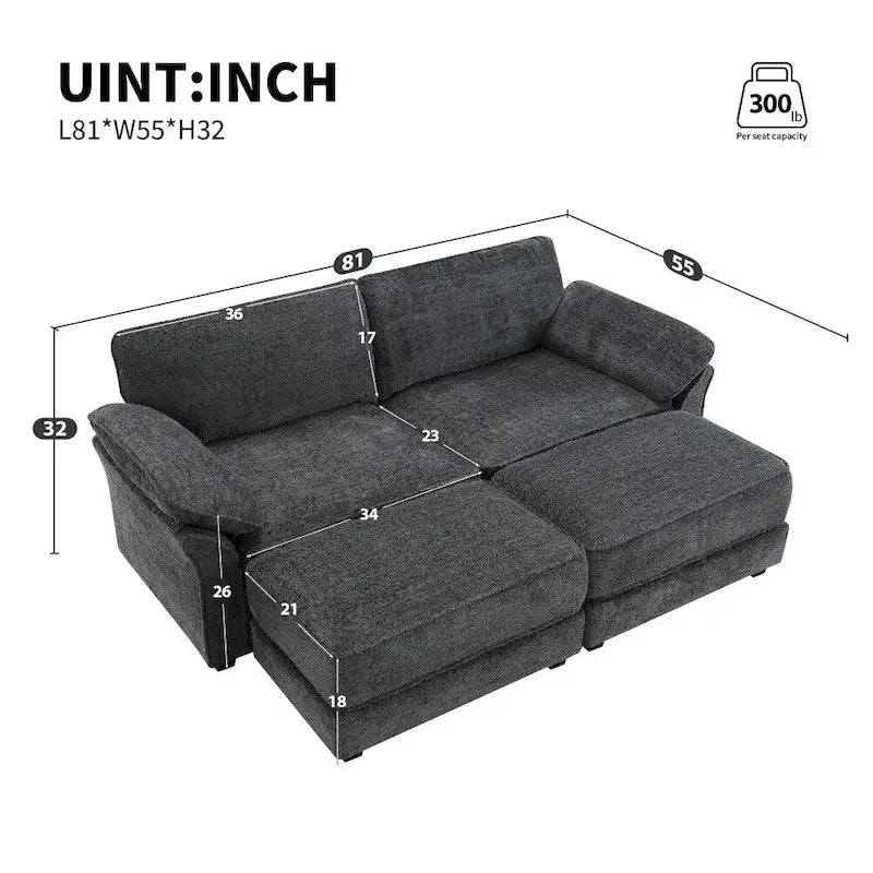 Canapé modulable convertible avec pouf