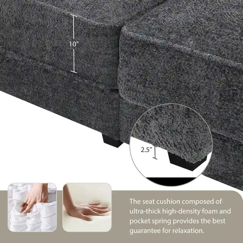 Canapé modulable convertible avec pouf