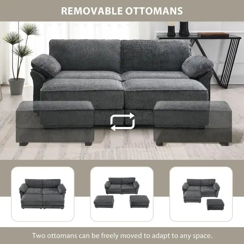 Canapé modulable convertible avec pouf