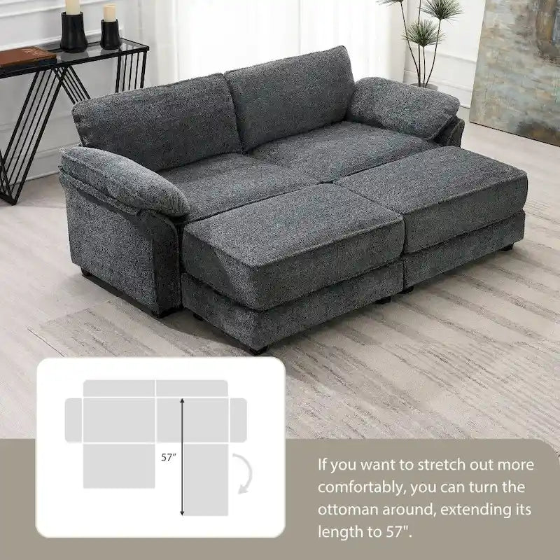 Canapé modulable convertible avec pouf