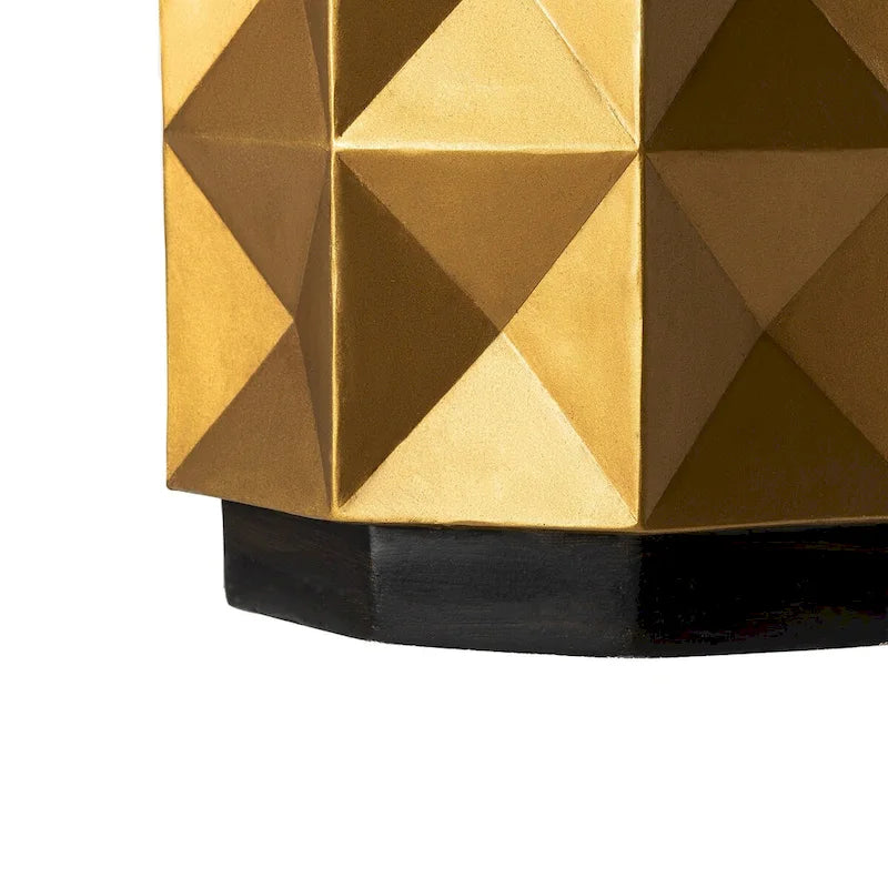 Glitzhome 17H Antique Gold MGO Geometric Side Table or Accent Stool - 14L x 14W x 17H