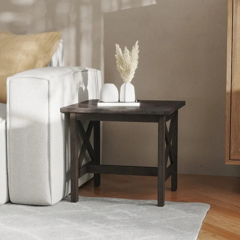 Table d'appoint de ferme traditionnelle en bois massif