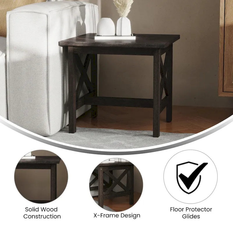 Table d'appoint de ferme traditionnelle en bois massif