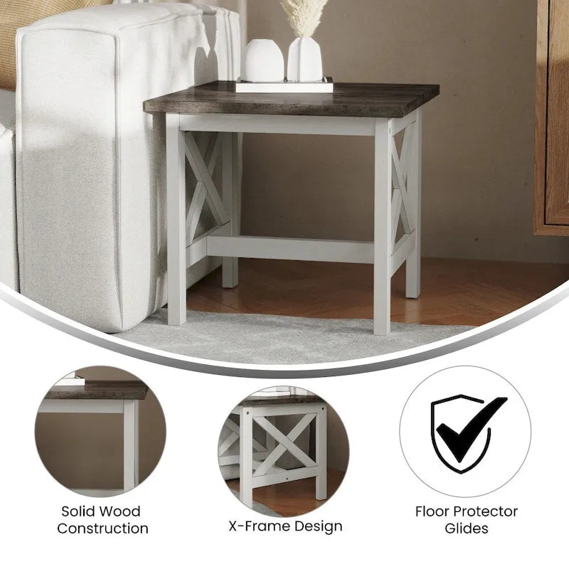 Table d'appoint de ferme traditionnelle en bois massif