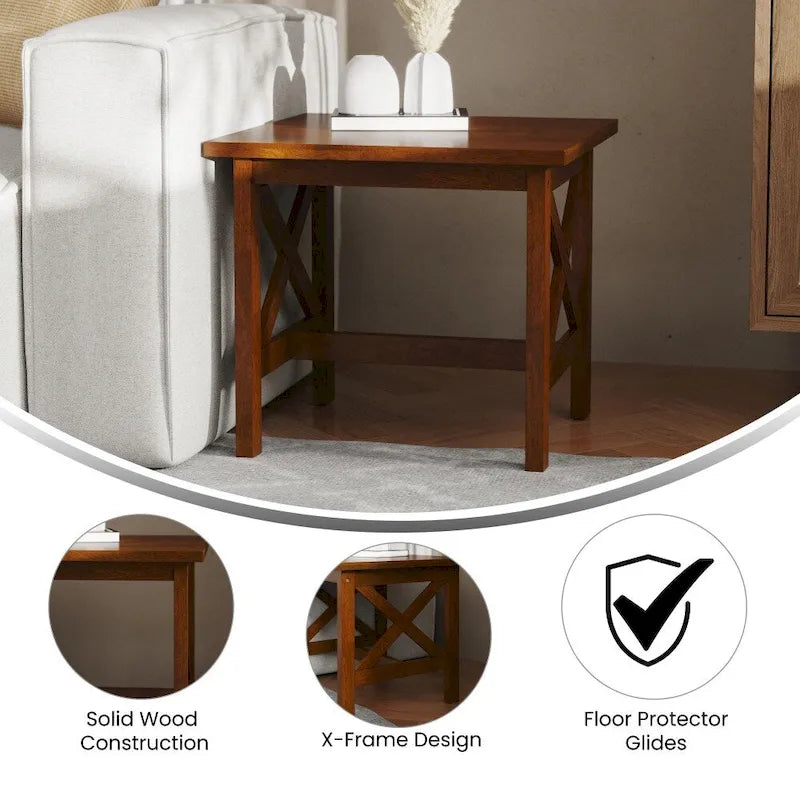 Table d'appoint de ferme traditionnelle en bois massif