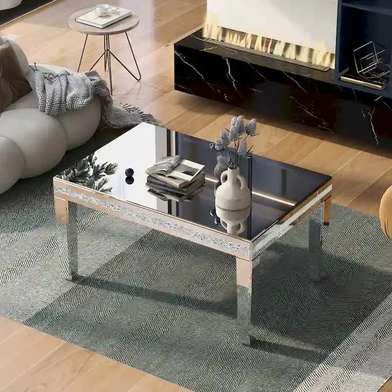 Table basse miroir à hauteur réglable