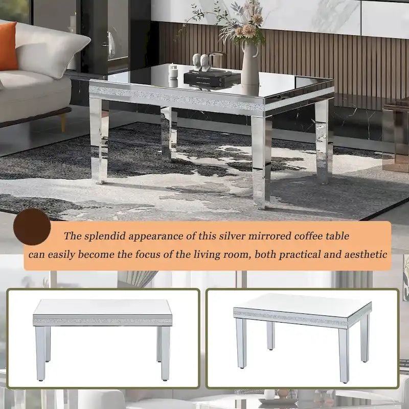 Table basse miroir à hauteur réglable
