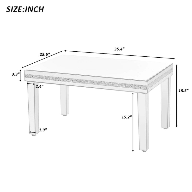 Table basse miroir à hauteur réglable